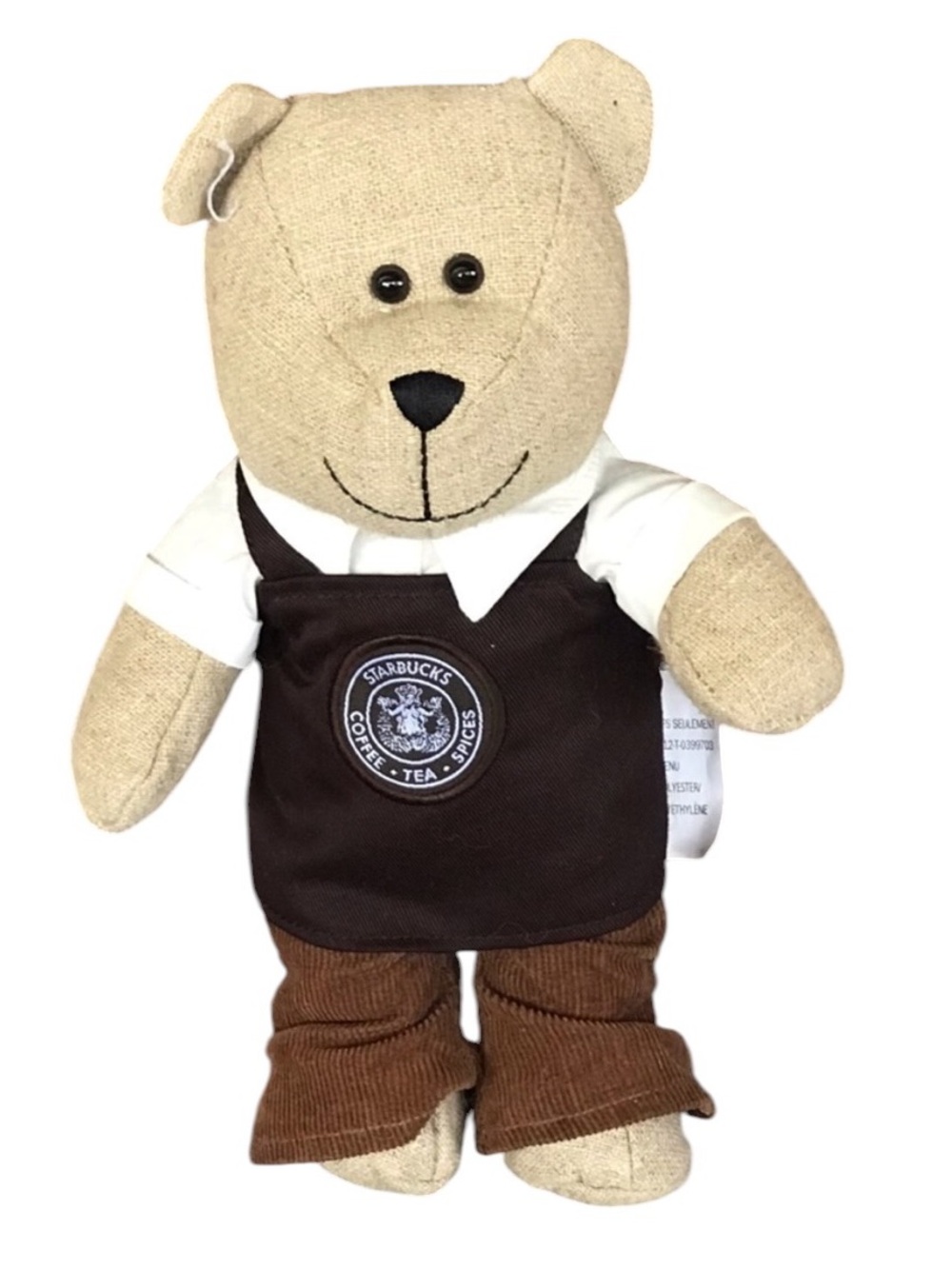 Starbucks Beige Teddy Bear with Dark Brown Apron and Brown Pants